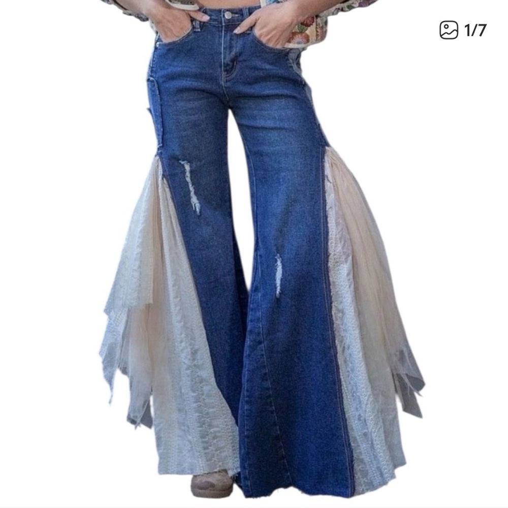 Wide Leg Lace Jeans